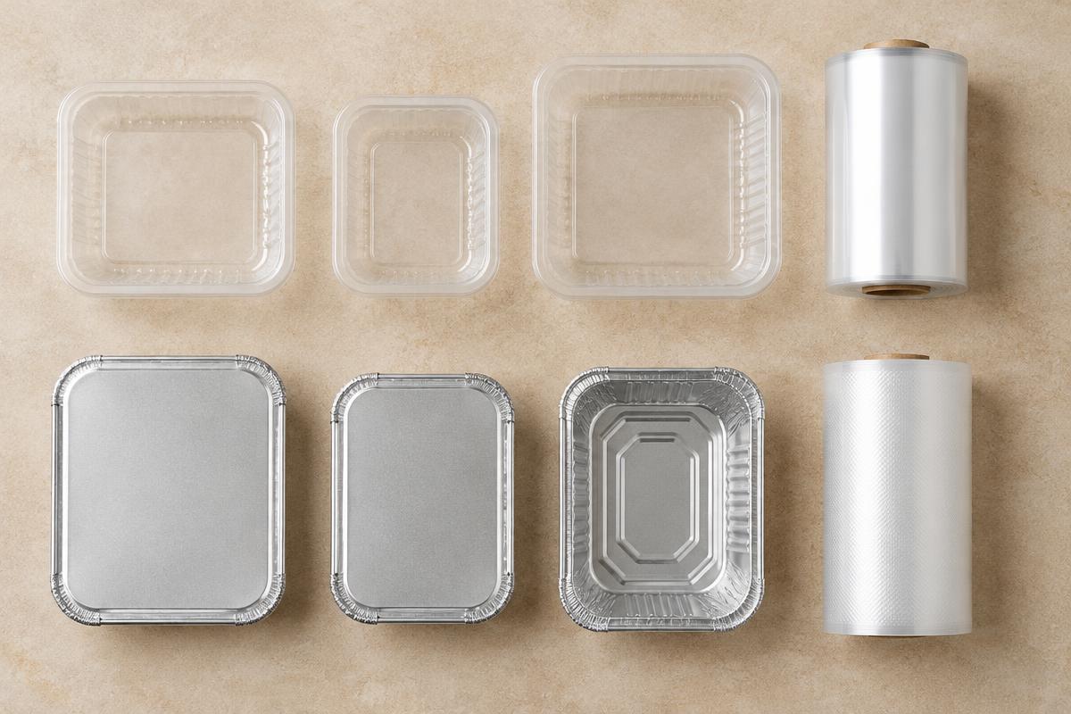 Trays & Seal Film — the packaging range laid out flat